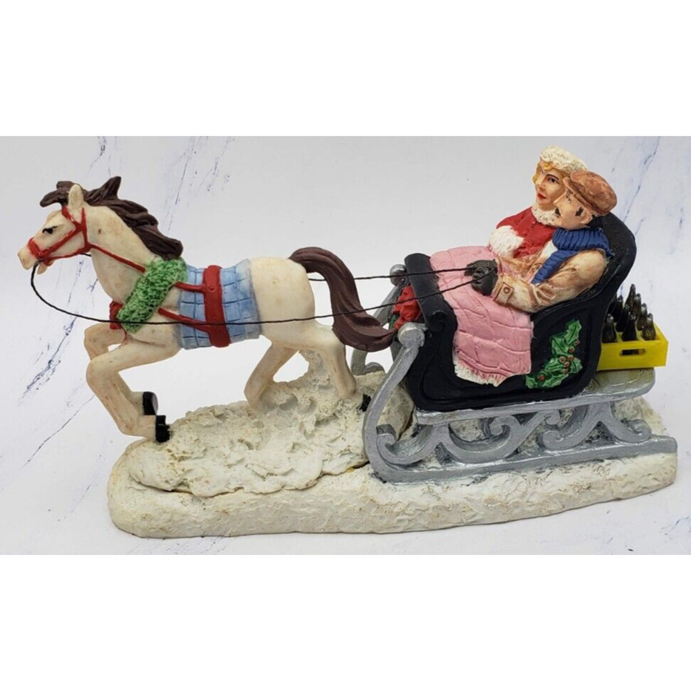 Coca Cola Town Square Collection Accessory Sleigh Ride 64324 Couple w/ Horse